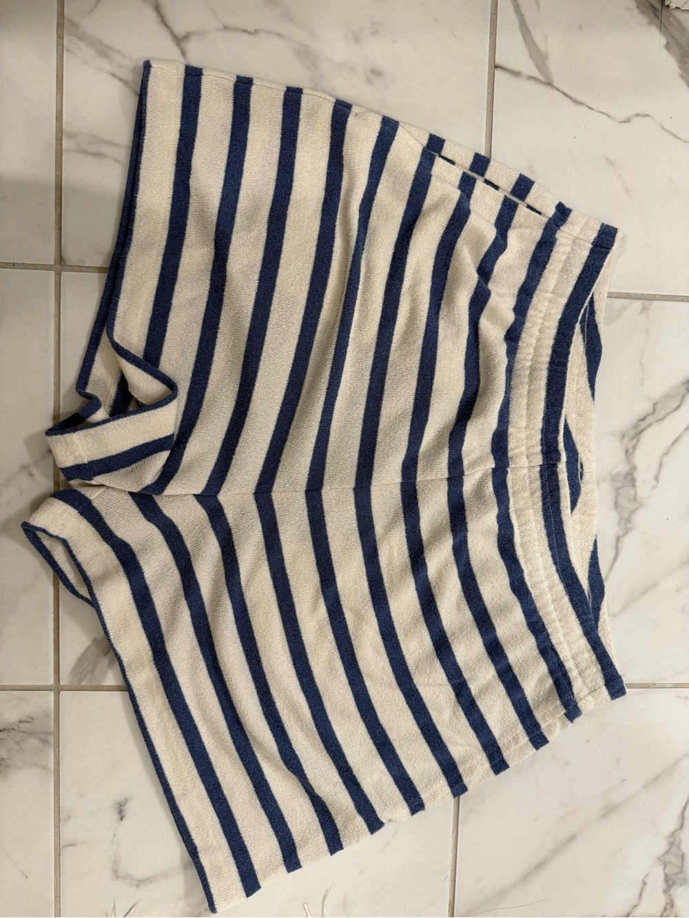 H&M Striped Navy & Cream Knit Athletic Shorts